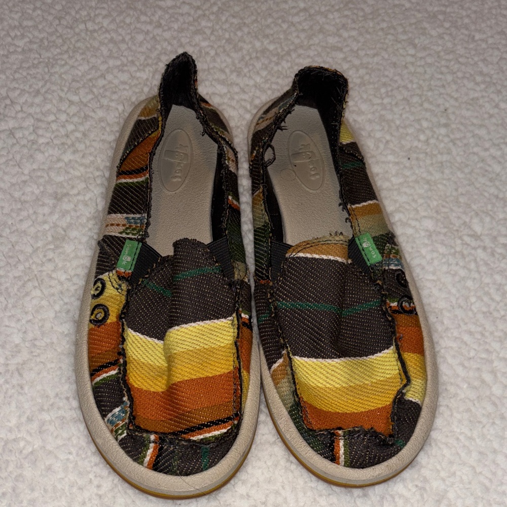 SANUK CHARCOAL MULTI DONNA BLANKET SIDEWALK‎ SURFER SHOES Womens size 6